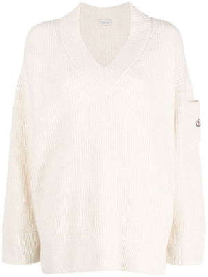 

V-neck wool-blend jumper, Moncler V-neck wool-blend jumper