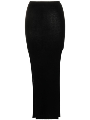 

Elasticated-waistband ribbed midi skirt, Rick Owens Elasticated-waistband ribbed midi skirt
