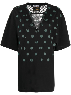 

Polka-dot mesh-panel T-shirt, Raf Simons Polka-dot mesh-panel T-shirt