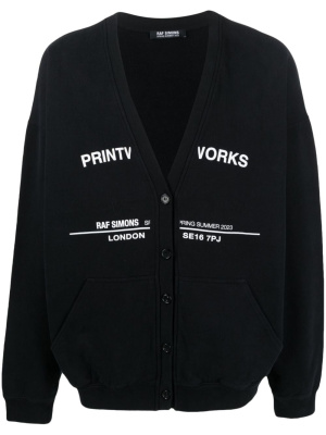 

Tour-print fleece cardigan, Raf Simons Tour-print fleece cardigan