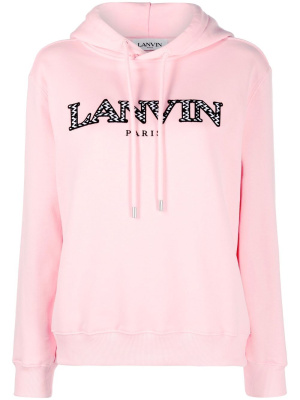 

Embroidered-logo cotton hoodie, Lanvin Embroidered-logo cotton hoodie