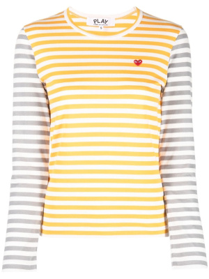 

Logo-patch striped T-shirt, Comme Des Garçons Play Logo-patch striped T-shirt