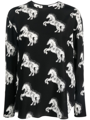 

Monogram-pattern silk blouse, Stella McCartney Monogram-pattern silk blouse