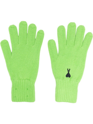 

Logo-embroidered merino gloves, AMI Paris Logo-embroidered merino gloves