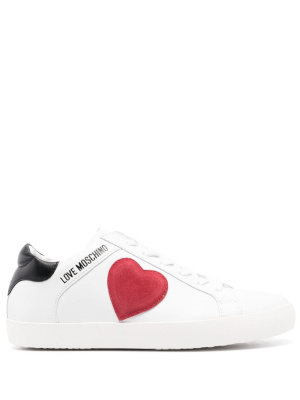 

Heart-appliqué leather sneakers, Love Moschino Heart-appliqué leather sneakers