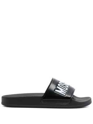 

Embossed-logo flat sandals, Moschino Embossed-logo flat sandals