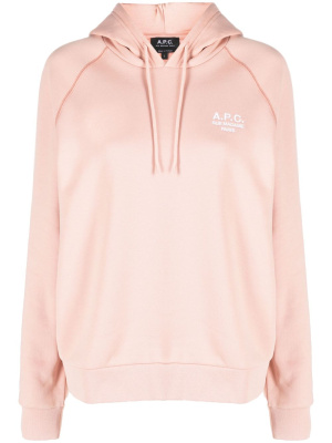 

Logo-embroidered cotton hoodie, A.P.C. Logo-embroidered cotton hoodie