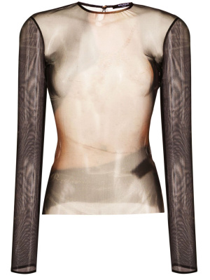 

Sheer-coverage graphic-print top, Balmain Sheer-coverage graphic-print top