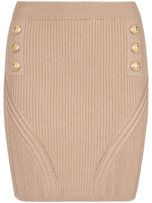 

Button-embellished knitted skirt, Balmain Button-embellished knitted skirt