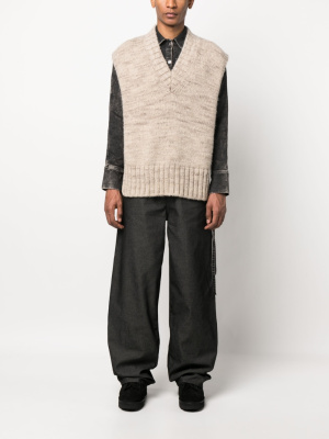 

Wide-leg cotton-blend trousers, Raf Simons Wide-leg cotton-blend trousers