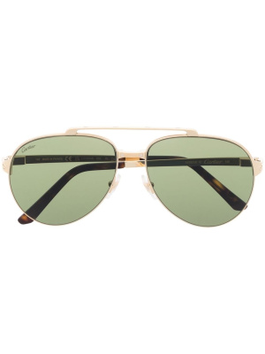 

Metallic pilot-frame sunglasses, Cartier Eyewear Metallic pilot-frame sunglasses