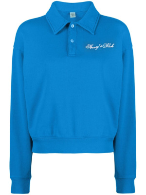 

Logo-embroidered polo-collar sweatshirt, Sporty & Rich Logo-embroidered polo-collar sweatshirt