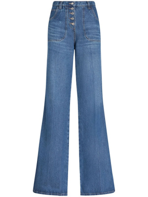 

Floral-embroidered flared jeans, ETRO Floral-embroidered flared jeans