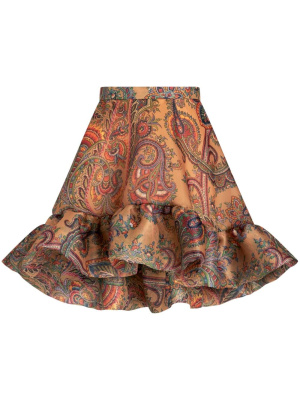 

Paisley-print organza ruffled skirt, ETRO Paisley-print organza ruffled skirt