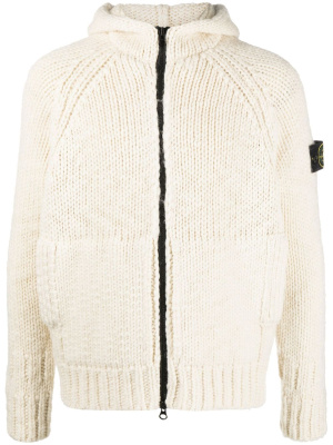 

Compass-patch chunky-knit cardigan, Stone Island Compass-patch chunky-knit cardigan