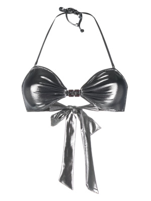 

Metallic-effect bikini top, GANNI Metallic-effect bikini top