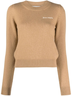 

Logo-embroidered merino-blend jumper, Palm Angels Logo-embroidered merino-blend jumper