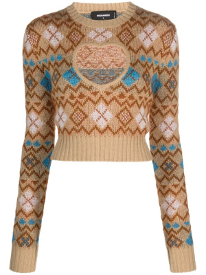 

Patterned-intarsia cropped sweatshirt, Dsquared2 Patterned-intarsia cropped sweatshirt