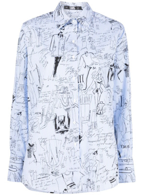 

Graphic-print striped shirt, Karl Lagerfeld Graphic-print striped shirt