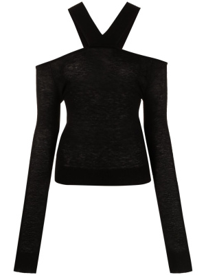 

Cold-shoulder wool-blend top, IRO Cold-shoulder wool-blend top