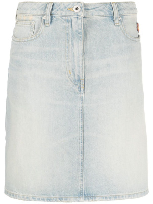 

Floral-embroidered denim skirt, Kenzo Floral-embroidered denim skirt