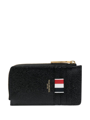 

Pebbled-leather half-zip wallet, Thom Browne Pebbled-leather half-zip wallet