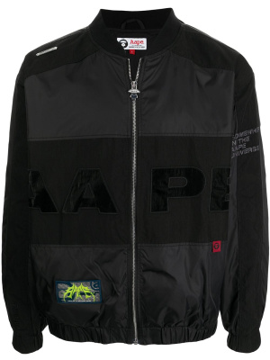 

Logo-patch panelled bomber jacket, AAPE BY *A BATHING APE® Logo-patch panelled bomber jacket