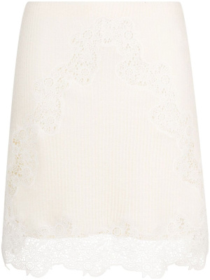 

Ribbed-knit lace-trim miniskirt, Chloé Ribbed-knit lace-trim miniskirt