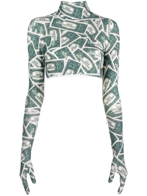 

Money-print crop top, VETEMENTS Money-print crop top