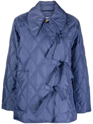

Ripstop-quilt tie-fastening jacket, GANNI Ripstop-quilt tie-fastening jacket