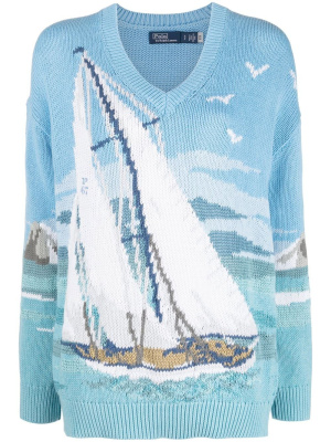 

Scenic motif crew neck jumper, Polo Ralph Lauren Scenic motif crew neck jumper