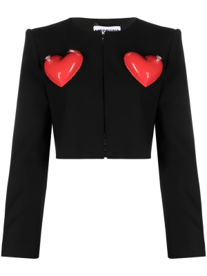 

Heart-appliqué cropped jacket, Moschino Heart-appliqué cropped jacket