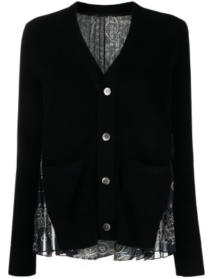 

Bandana-print V-neck cotton cardigan, Sacai Bandana-print V-neck cotton cardigan