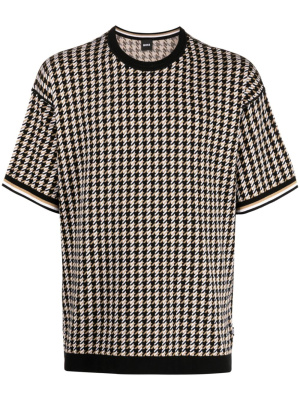 

Houndstooth-print striped-edge T-Shirt, BOSS Houndstooth-print striped-edge T-Shirt