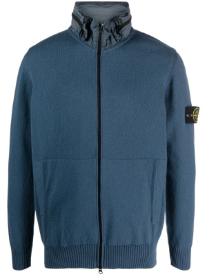 

Concealed-hood zip-up cardigan, Stone Island Concealed-hood zip-up cardigan