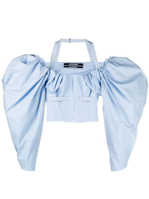 

Off-shoulder poplin blouse, Jacquemus Off-shoulder poplin blouse