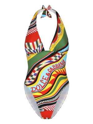 

Carretto-print halterneck swimsuit, Dolce & Gabbana Carretto-print halterneck swimsuit