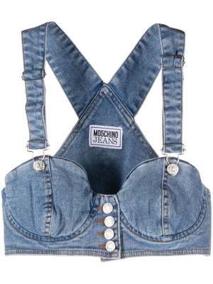 

Cropped denim bustier top, MOSCHINO JEANS Cropped denim bustier top