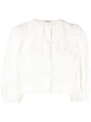

Embroidered-detail crop blouse, SANDRO Embroidered-detail crop blouse