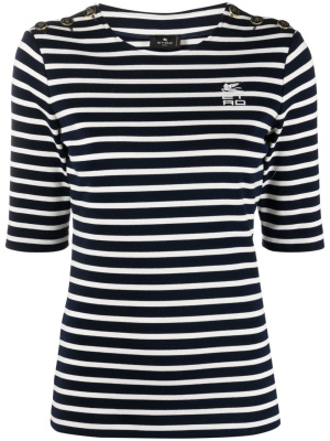 

Logo-embroidered striped T-shirt, ETRO Logo-embroidered striped T-shirt