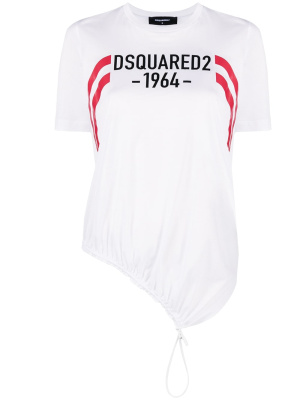 

Logo-print drawstring-hem T-shirt, Dsquared2 Logo-print drawstring-hem T-shirt