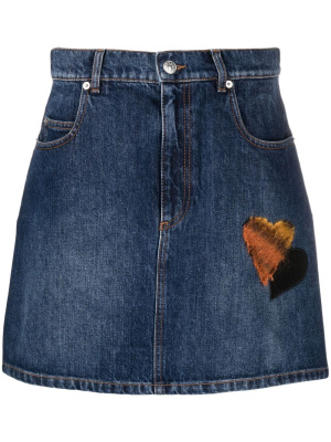 

Heart-appliqué denim miniskirt, Marni Heart-appliqué denim miniskirt