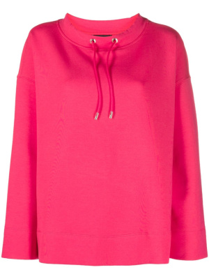 

Drawstring-neck cotton-blend sweatshirt, Emporio Armani Drawstring-neck cotton-blend sweatshirt