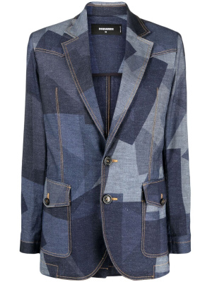 

Geometric-print denim blazer, Dsquared2 Geometric-print denim blazer