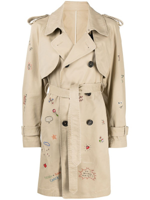 

Logo-embroidered trench coat, Dsquared2 Logo-embroidered trench coat