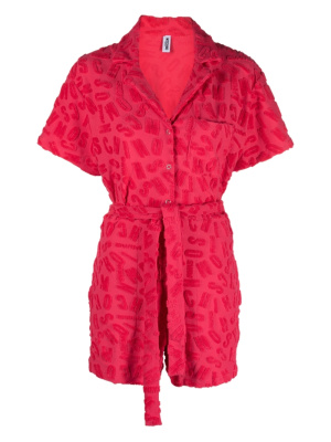

Flocked-logo beach playsuit, Moschino Flocked-logo beach playsuit