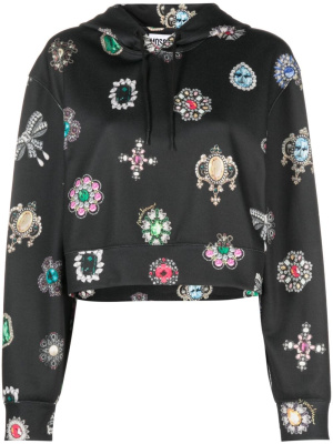 

Graphic-print cropped hoodie, Moschino Graphic-print cropped hoodie