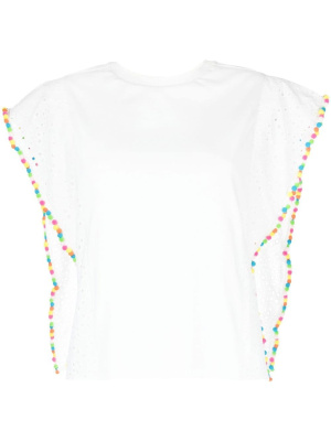 

Embroidered-edge pompom-detail T-Shirt, TWINSET Embroidered-edge pompom-detail T-Shirt