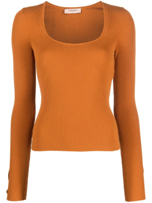 

Scoop-neck ribbed-knit top, TWINSET Scoop-neck ribbed-knit top