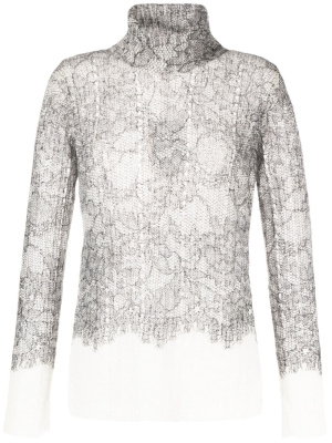 

High-neck lace-detail jumper, TWINSET High-neck lace-detail jumper